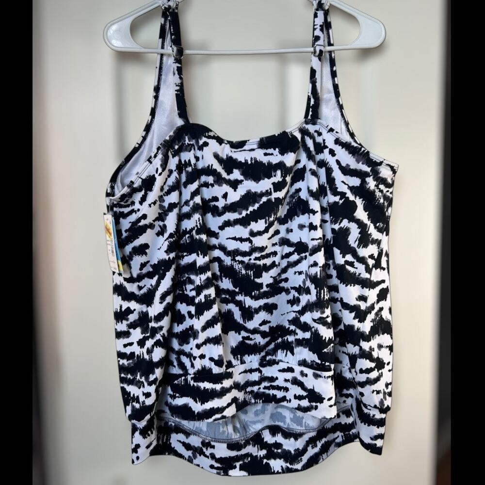 Swim Solutions Tankini Zebra Print Size 22W Plus NWT - Picture 2 of 7